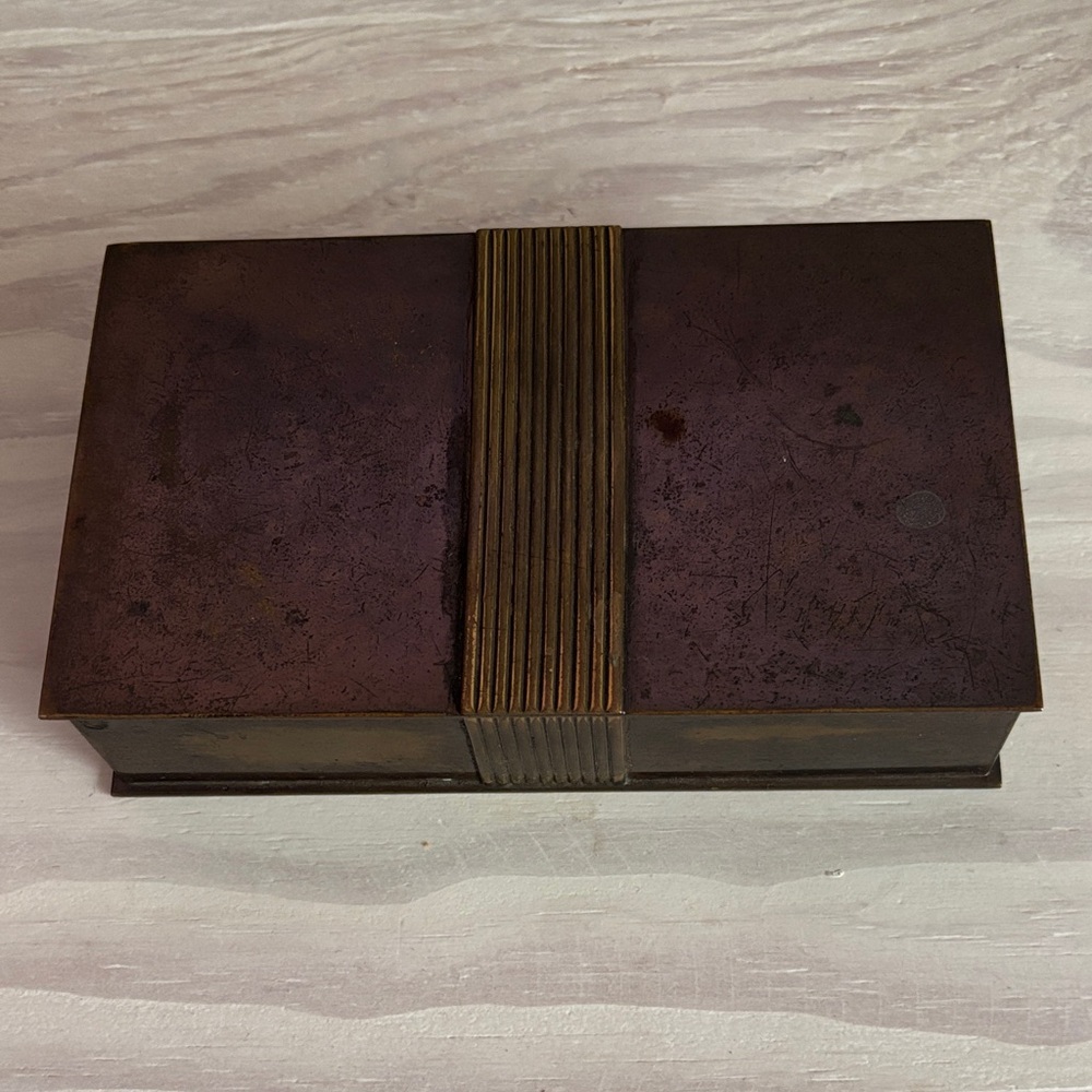 VTG Silver Crest‎ Genuine Bronze Trinket Box w/Wood Liner 506-111